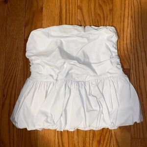 Strapless flowy crop top white